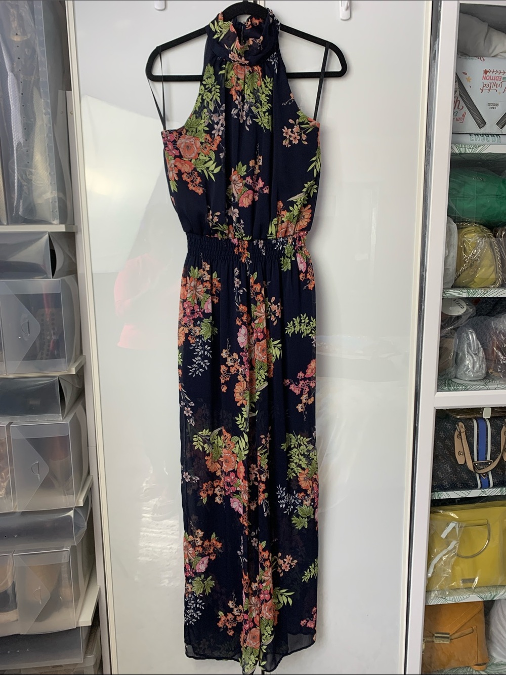 Enfocus Studio Navy Floral Wide Leg Jumpsuit